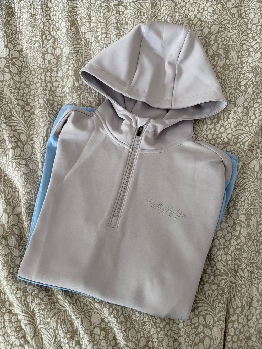Light Gray Half-Zip Hooded Sweater